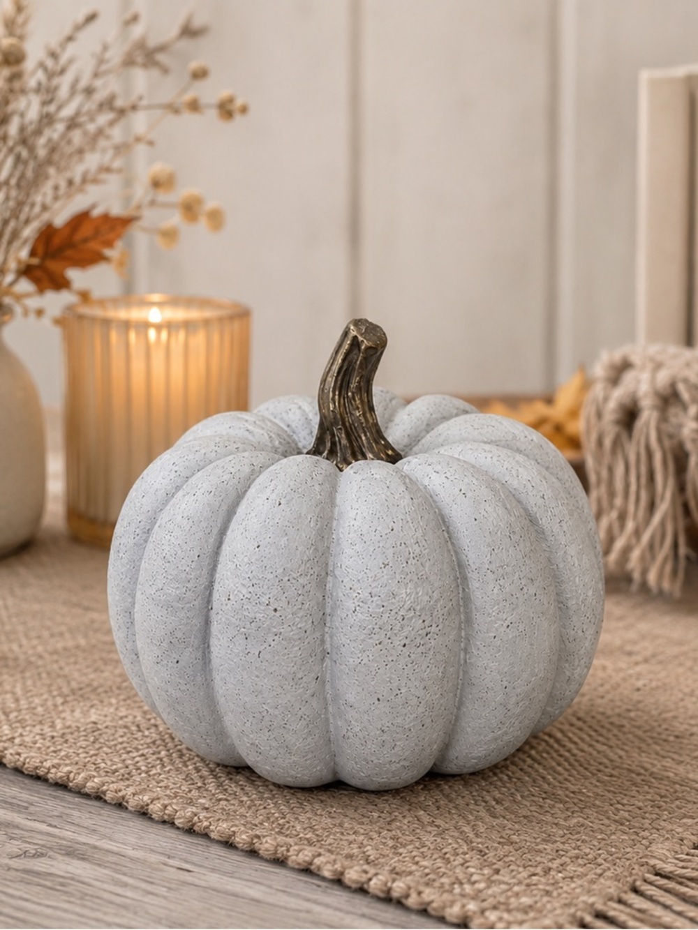Neutral Gray Pumpkin Fall Decor Modern Farmhouse Accent